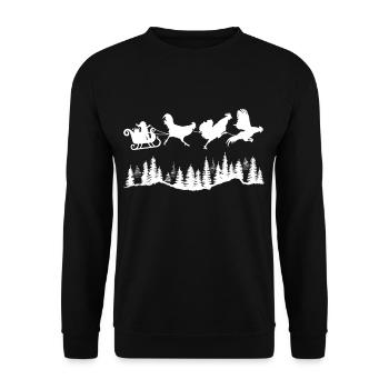 Noël poulet coq coqs traîneau Noël - Sweat-shirt Unisexe - noir - Devant - Alina (178cm) & Michal (187cm)