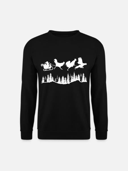 Weihnachten Huehner Hahn Hähne Schlitten Weihnacht - Unisex Pullover - Schwarz