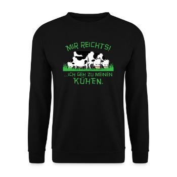 Mir reichts ich geh zu meinen Kühen - Unisex Pullover - Schwarz - Vorne - Alina (178cm) & Michal (187cm)