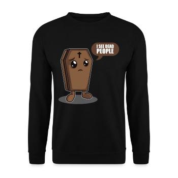 I See Dead People Pathologist Funeral Mortician - Unisex Pullover - Schwarz - Vorne - Alina (178cm) & Michal (187cm)