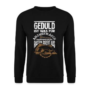 Zimmerer Handwerker - Unisex Pullover - Schwarz - Vorne - Alina (178cm) & Michal (187cm)