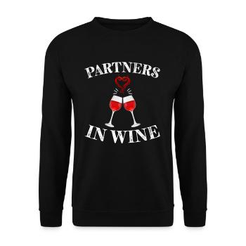 Partners in Wine red wine love humor - Unisex Sweatshirt - black - Front - Alina (178cm) & Michal (187cm)