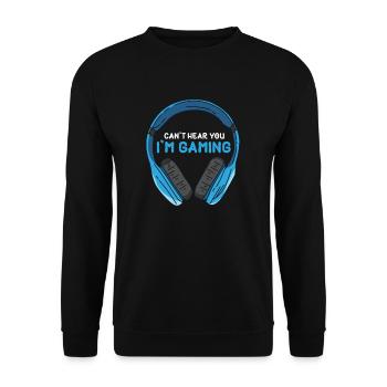 Computerspieler Headset Kopfhörer Humor Witz - Unisex Pullover - Schwarz - Vorne - Alina (178cm) & Michal (187cm)