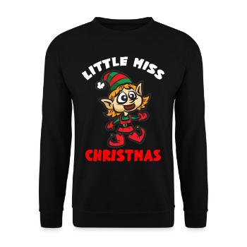 LITTLE MISS CHRISTMAS ELF - Unisex Pullover - Schwarz - Vorne - Alina (178cm) & Michal (187cm)