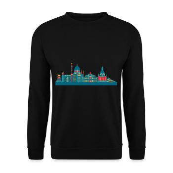 Dresden Skyline Geschenk Idee - Unisex Pullover - Schwarz - Vorne - Alina (178cm) & Michal (187cm)