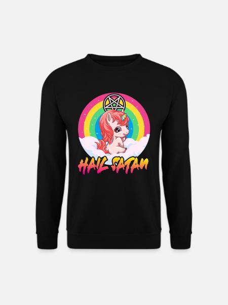 Hail Satan Einhorn Satanist 666 Atheist Humor - Unisex Pullover - Schwarz