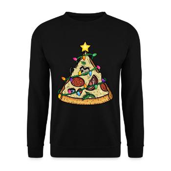 Pizza Christmas tree pyramid - Unisex Sweatshirt - black - Front - Alina (178cm) & Michal (187cm)