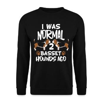 Hund Basset Hound - Unisex Pullover - Schwarz - Vorne - Alina (178cm) & Michal (187cm)