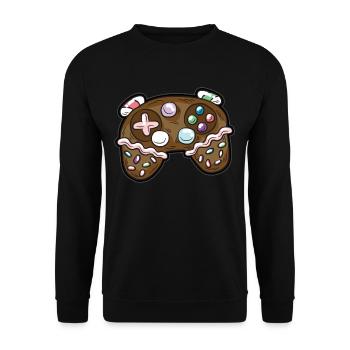 Gingerbread Controller Gamer Christmas Humor - Unisex Sweatshirt - black - Front - Alina (178cm) & Michal (187cm)