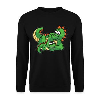 DINO FAMILY Mère Fils Dragon Dino Dinosaure - Sweat-shirt Unisexe - noir - Devant - Alina (178cm) & Michal (187cm)