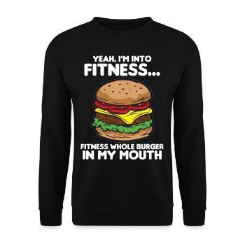 FITNESS FASTFOOD Humor funny saying - Unisex Sweatshirt - black - Front - Alina (178cm) & Michal (187cm)