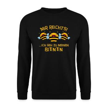 Mir reichts ich geh zu meinen Bienen - Unisex Pullover - Schwarz - Vorne - Alina (178cm) & Michal (187cm)