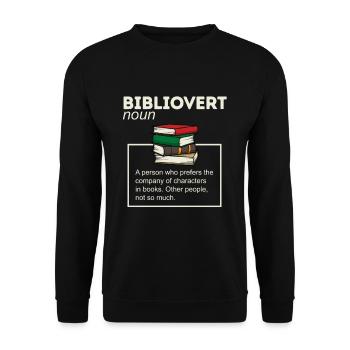Bibliovert Books Humor Bookworm Humor - Unisex Sweatshirt - black - Front - Alina (178cm) & Michal (187cm)