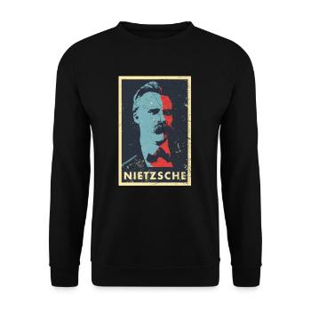 Vintage Philosophie Nietzsche Ubermensch Kant - Unisex Pullover - Schwarz - Vorne - Alina (178cm) & Michal (187cm)