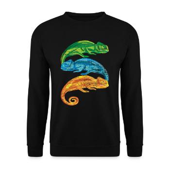 Chamäleon Retro - Unisex Pullover - Schwarz - Vorne - Alina (178cm) & Michal (187cm)