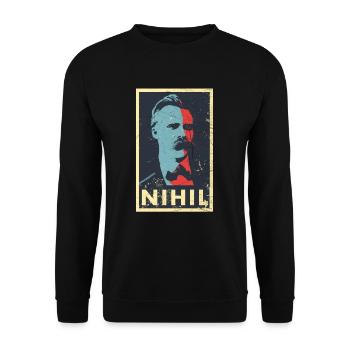 Vintage Philosophie Nihilismus Friedrich Nietzsche - Unisex Pullover - Schwarz - Vorne - Alina (178cm) & Michal (187cm)