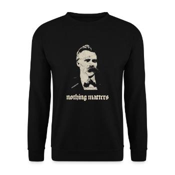 Vintage Nietzsche Philosophie Nihilismus Design Kant - Unisex Pullover - Schwarz - Vorne - Alina (178cm) & Michal (187cm)