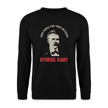 Nietzsche Kant Vintage Philosophie Nihilismus Design - Unisex Pullover - Schwarz - Vorne - Alina (178cm) & Michal (187cm)
