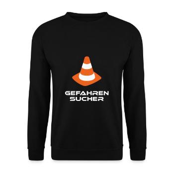 Leitkegel Gefahrensucher Pylon Orange Geschenk - Unisex Pullover - Schwarz - Vorne - Alina (178cm) & Michal (187cm)