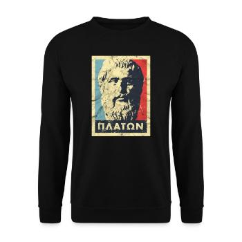 Platon Homer Vintage Greek Philosophy Aristoteles - Unisex Sweatshirt - black - Front - Alina (178cm) & Michal (187cm)