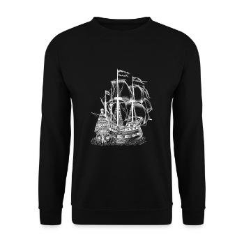 Cool boat sketch art design gift ideas - Unisex Sweatshirt - black - Front - Alina (178cm) & Michal (187cm)