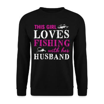 Maedchen Frau angeln anglerin - Unisex Pullover - Schwarz - Vorne - Alina (178cm) & Michal (187cm)