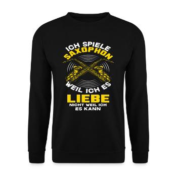 Saxophon Liebe - Unisex Pullover - Schwarz - Vorne - Alina (178cm) & Michal (187cm)