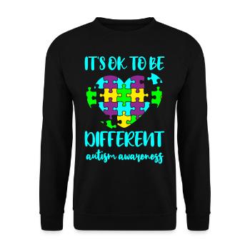 AUTISM DIFFERENT IS OK Cadeau pour les personnes autistes - Sweat-shirt Unisexe - noir - Devant - Alina (178cm) & Michal (187cm)