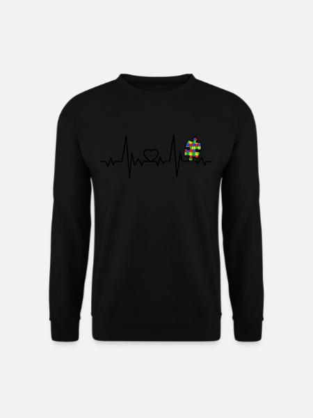 AUTISM HEARTBEAT Autism Awareness Gift - Unisex Sweatshirt - black