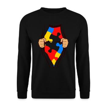 AUTISM SUPERHELD gift for autistic - Unisex Sweatshirt - black - Front - Alina (178cm) & Michal (187cm)