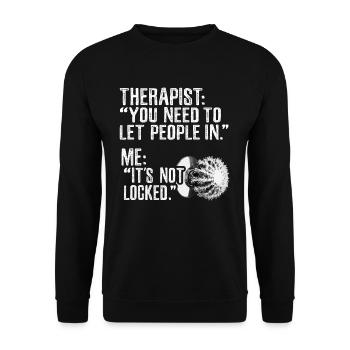 Therapeut Therapist - Unisex Pullover - Schwarz - Vorne - Alina (178cm) & Michal (187cm)