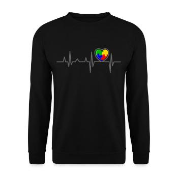 AUTISM HEARTBEAT Cadeau de sensibilisation à l'autisme - Sweat-shirt Unisexe - noir - Devant - Alina (178cm) & Michal (187cm)
