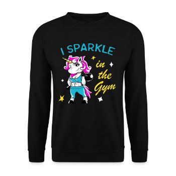 Frauen Fitness Workout lustiges Einhorn Geschenk - Unisex Pullover - Schwarz - Vorne - Alina (178cm) & Michal (187cm)