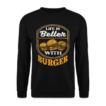 Burger - Unisex Pullover - Schwarz - Vorne - Alina (178cm) & Michal (187cm)