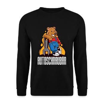 Autoschraubär Auto Schrauber Bär KFZ Mechaniker - Unisex Pullover - Schwarz - Vorne - Alina (178cm) & Michal (187cm)