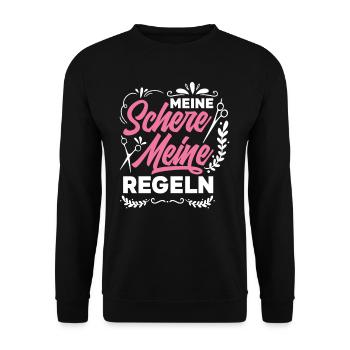 Friseurin - Unisex Pullover - Schwarz - Vorne - Alina (178cm) & Michal (187cm)