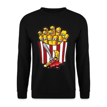 POMMES KETCHUP HUMOUR frites humour comique de bande dessinée - Sweat-shirt Unisexe - noir - Devant - Alina (178cm) & Michal (187cm)