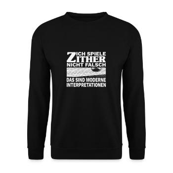 Zither lustiger Spruch Design Musiker Geschenk - Unisex Pullover - Schwarz - Vorne - Alina (178cm) & Michal (187cm)
