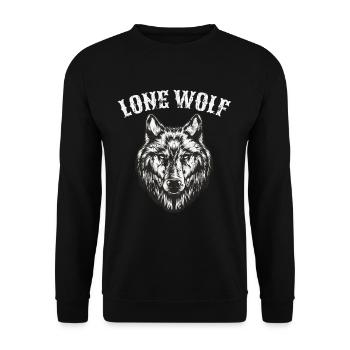 Lone Wolf Vollmond Biker Männer Geschenk - Unisex Pullover - Schwarz - Vorne - Alina (178cm) & Michal (187cm)