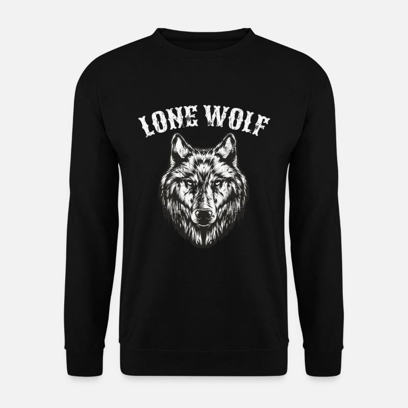 Lone Wolf Vollmond Biker Männer Geschenk - Unisex Pullover - Schwarz
