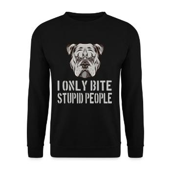 Pitbull ich beisse nur dumme Leute - Unisex Pullover - Schwarz - Vorne - Alina (178cm) & Michal (187cm)