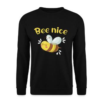 Bee nice lustige Bienen Imker geschenke - Unisex Pullover - Schwarz - Vorne - Alina (178cm) & Michal (187cm)