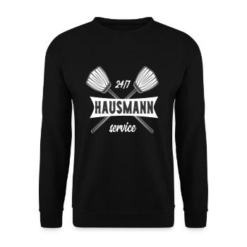 Vintage Stil lustiges Hausmann Shirt - Unisex Pullover - Schwarz - Vorne - Alina (178cm) & Michal (187cm)
