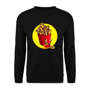 Fries Ketchup Humor Pommesforabel Murder - Unisex Sweatshirt - black - Front - Alina (178cm) & Michal (187cm)