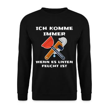 Lustiger Klempner Sprüche Handwerk Berufe Geschenk - Unisex Pullover - Schwarz - Vorne - Alina (178cm) & Michal (187cm)