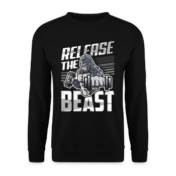 Bodybuilding Starker Mann - Unisex Pullover - Schwarz - Vorne - Alina (178cm) & Michal (187cm)