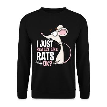 Ratten Lieblingstier - Unisex Pullover - Schwarz - Vorne - Alina (178cm) & Michal (187cm)