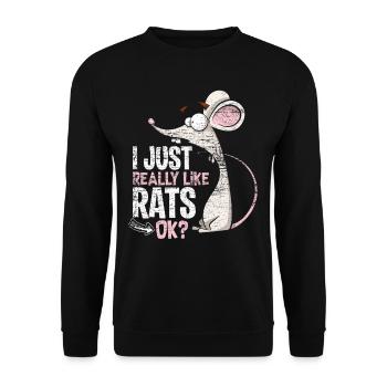 Ratte Liebe - Unisex Pullover - Schwarz - Vorne - Alina (178cm) & Michal (187cm)