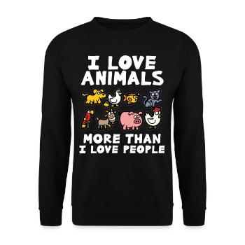 J'AIME LES ANIMAUX amoureux des animaux amour animal protection des animaux - Sweat-shirt Unisexe - noir - Devant - Alina (178cm) & Michal (187cm)