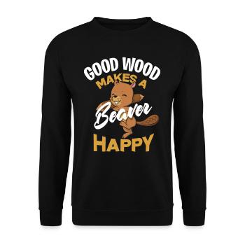 Beaver happy - Unisex Sweatshirt - black - Front - Alina (178cm) & Michal (187cm)